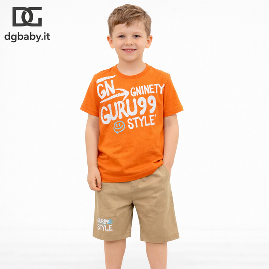 Completo bimbo Guru G99 72B6K0031T t-shirt arancio + bermuda