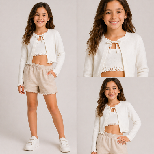 🤍 Tobeto Set cardigan + top crop bimba TOB095