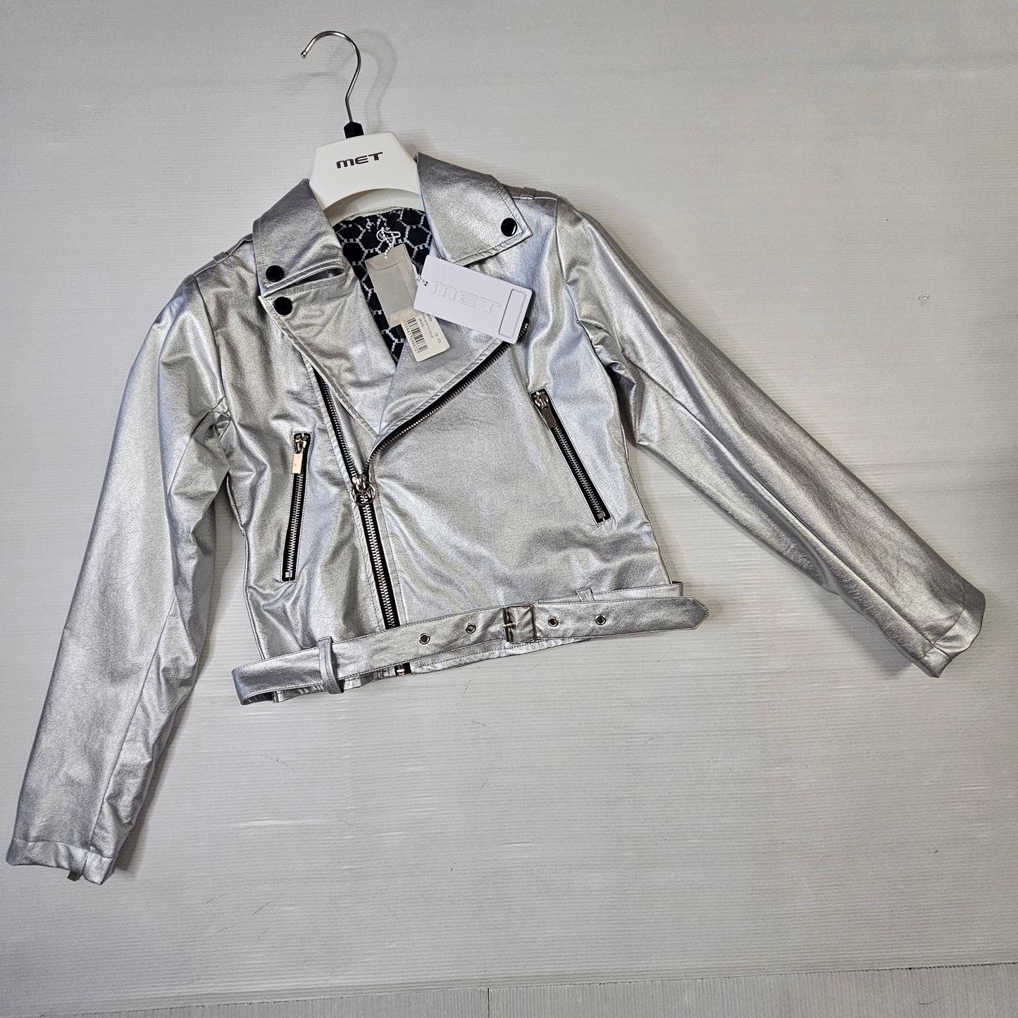 Chiodo bambina MET ME123 effetto pelle argento
