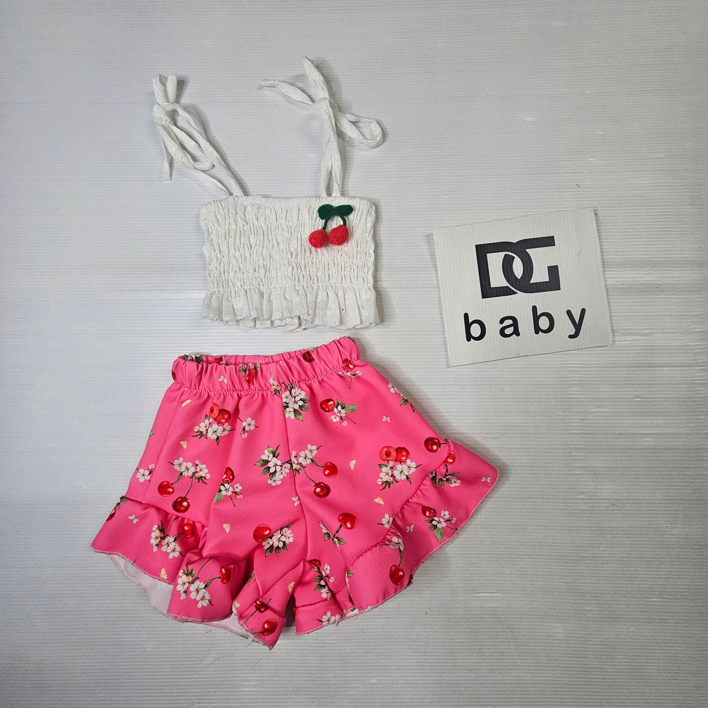 Completo Neonata Top con Ciliegie