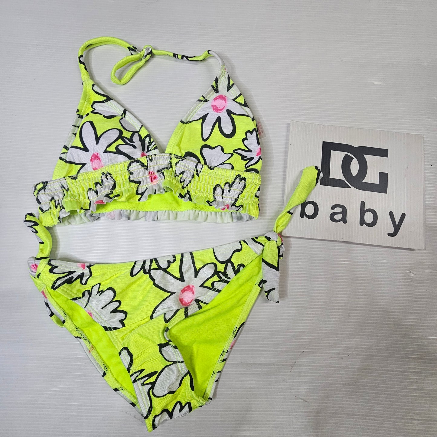 Costume Bikini Bambina Floreale Neon