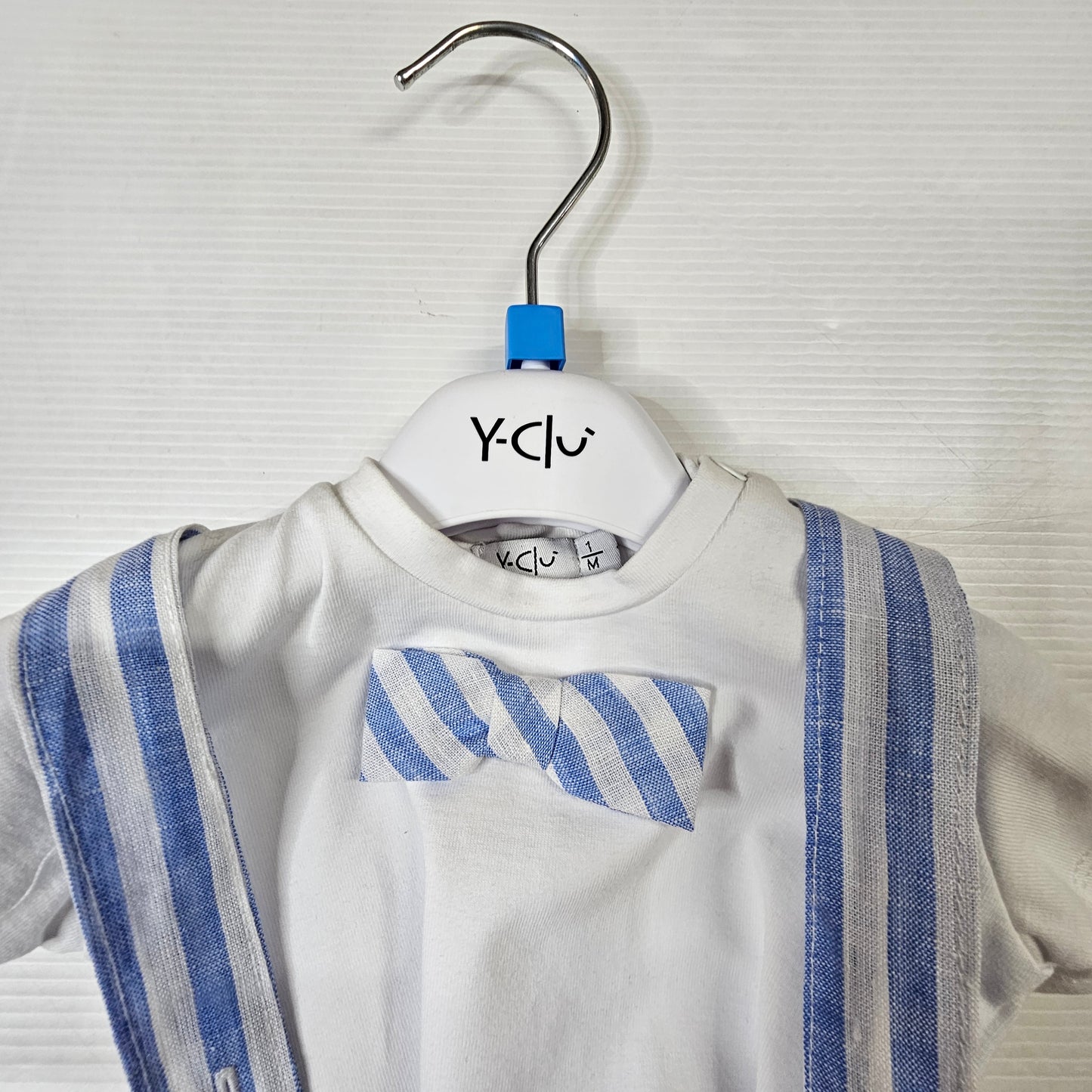 Completo neonato Y-Clù BYC BOY salopette rigata con body