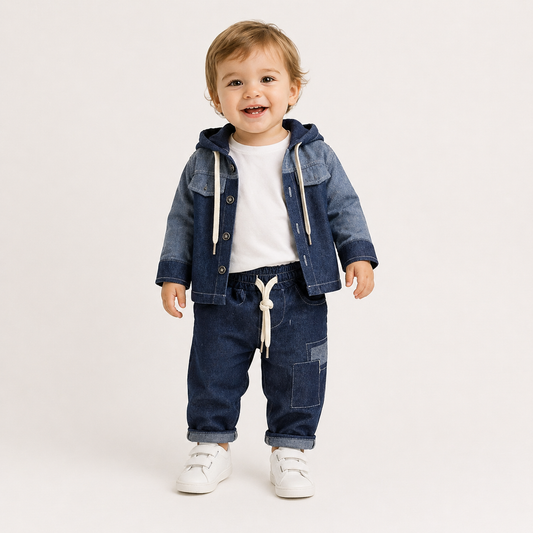 Completo neonato clacson denim